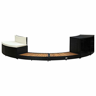 Festnight Borde Soporte Redondo de Bañera Hidromasaje de Ratán Sintético,Borde de Bañera Hidromasaje Accesorios de Protección Piscinas Duradero, Estru