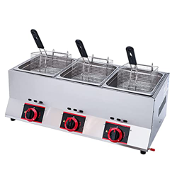 Freidora de Gas multifunción Freidora de Gas Profesional de Acero Inoxidable 33L Gran Capacidad Freidora de Tres Tanques Potencia de Fuego Ajustable en oferta