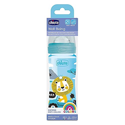 Chicco Benessere - Biberón flujo medio de plástico con tetina de silicona, 250 ml, 120 g