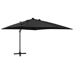 Sombrilla voladiza con poste y luces LED, Mogou Sombrilla Terraza Exterior, Parasol Terraza, Sombrilla Playa, Parasol Exterior, Sombrilla De Jardín, n en oferta