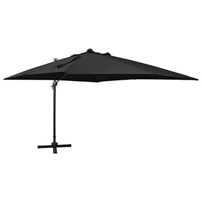 Sombrilla voladiza con poste y luces LED, Mogou Sombrilla Terraza Exterior, Parasol Terraza, Sombrilla Playa, Parasol Exterior, Sombrilla De Jardín, n