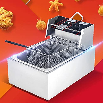 Freidora eléctrica Individual de 2500 W, freidora Profunda de 5,5 l con Temporizador y Control de Temperatura, Placa de Filtro y Cesta Desmontable par