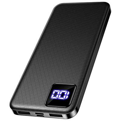 Power Bank 10000mAh, Bateria Externa, Cargador Portatil con Pantalla LED Digital 2 Salidas & 2 Entradas Compatible con iPhone Samsung Huawei Xiaomi On