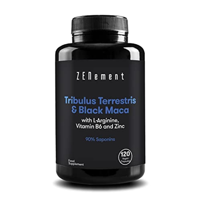 Zenement | Tribulus Terrestris & Maca Negra, con L-Arginina, Vitamina B6 y Zinc, 120 Cápsulas | Aumenta la testosterona, la Energía y la Resistencia |