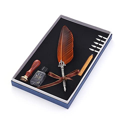 n/A Vintage Pluma Pluma Conjunto Tinta Pluma Inoxidable Pluma metálico Multicolor Opcional 6 nibs Herramientas de Escritura (Color : E)