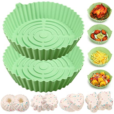 Bote de silicona de freidora de aire JTWeb 10pcs con tazón de muffins de silicona fryer de freidora con 8 muflin(Set 2)