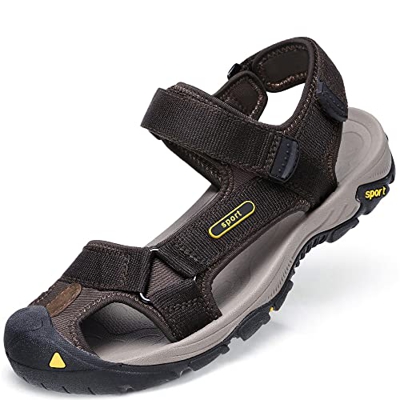 CAMEL CROWN Sandalias Hombre Verano, Chanclas Hombre Playa, Calzado Antideslizante Deportivo, Chanclas Trekking Zapatos Cuero,Sandalias con Punta Abie