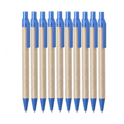 50 bolígrafos de cartón y paja de trigo sostenible (azul) en oferta