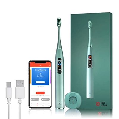 Cepillo eléctrico sónico para adultos, Oclean X Pro con 3 modos 32 intensidades opcionales, limpieza profunda 42.000 RPM con pantalla táctil LCD, 2 ho