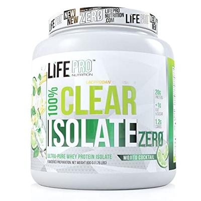 Life Pro Clear Isolate Zero 800g | Proteina de aislada de suero de textura muy ligera y con un aminograma muy completo (MOJITO)