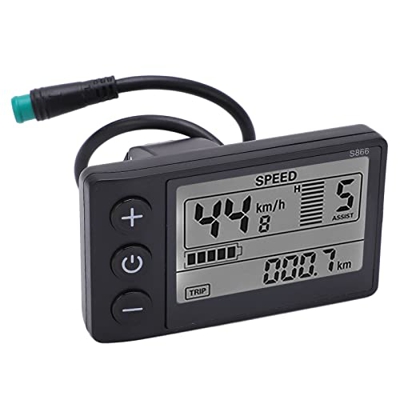Gedourain Medidor de Pantalla LCD para Bicicleta Eléctrica, Medidor de Pantalla Grande para Bicicleta, Enchufe Impermeable para Manillar de 22,2mm/0,9