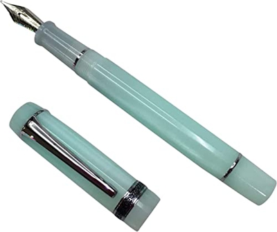 LXESWM Bolígrafos Fuente Pluma Fuente E F M Nib 0.55 mm Hermoso Office Green Office Ink Pen Silver Clip de Regalos for Estudiantes (Color : EF 0.4-0.5