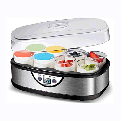 Máquina para hacer yogur en casa - Máquina para hacer yogur eléctrica, máquina para hacer yogur de acero inoxidable con 8 tarros de vidrio, fabricante