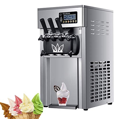 Commercial Professional Soft Ice Cream Machine,Stainless Steel Ice Cream Maker with LCD Panel Homemade Ice Cream Maker 3 Flavors Large Capacity 2 * 3L