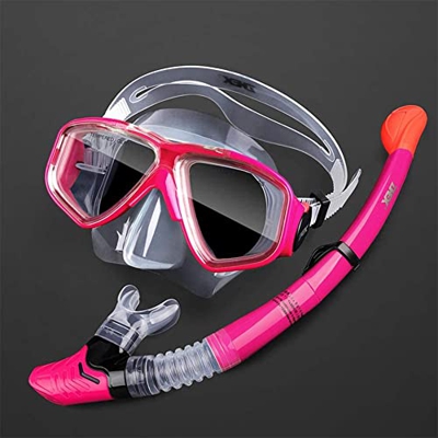 AMZOPDGS Máscaras de Buceo Máscara de esnórquel, Máscaras de Buceo de fácil respiración, Conjunto de esnórquel seco Máscara de esnórquel antivaho, Res