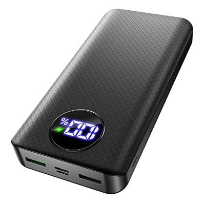 FAHEFANA 20000mAh Batería Externa, Power Bank Carga Rapida PD & QC 3.0 USB C Cargador Portatil, con Digital Display 3 Salidas,Compatible con iPhone, S