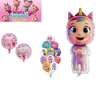 Globos bebes llorones gas helio y latex. Celebraciones fiestas decoración cumpleaños (Pack luxe)
