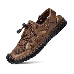 Sandalias para Hombre,NUHEEL Cuero Pescador Playa Punta Cerrada Hecho a Mano Transpirable Al Aire Libre Antideslizante Caminar Anticolisión Confort Se características