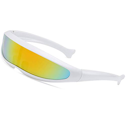 SHEEN KELLY Futurista Cíclope gafas de sol Para cosplay Estrechar cíclope Adulto Gafas de partido Wrap espejo en oferta
