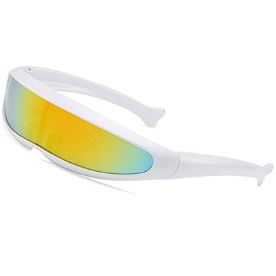 SHEEN KELLY Futurista Cíclope gafas de sol Para cosplay Estrechar cíclope Adulto Gafas de partido Wrap espejo