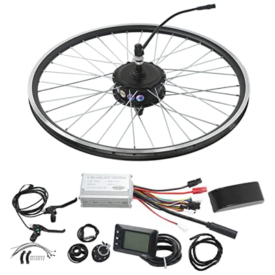 Keenso Kit de Conversión de Rueda Trasera de Bicicleta Eléctrica de 26 Pulgadas, Motor de Volante Giratorio Trasero de Bicicleta Eléctrica de 36V 250W