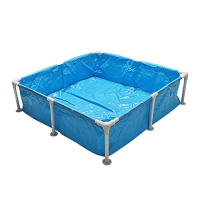 Piscinas, sobre el Suelo Rectangular Piscina de Marco de Acero, Resistencia al Desgarro Durable Piscina Exterior para Patio Trasero, Patio (Azul)