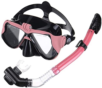 AMZOPDGS Buceo Máscara de Buceo Máscara de Buceo de Cara Completa Snorkel Scuba Natación Conjunto de Snorkel seco Respiración Libre Correa Ajustable y