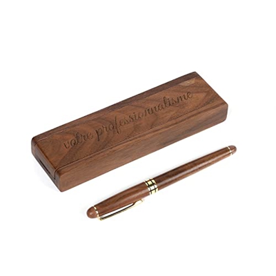 Bolígrafo grabado personalizado y estuche - Bolígrafo de bola de regalo personalizado, juego de bolígrafos de madera de nogal para abogados, médicos, 