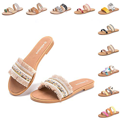 Sandalias Mujer Planas Verano Moda Zapatos de Planas Zapatos Comodas Casual Gamuza Punta Abierta Playa Piscina Sandalias Caqui EU 39 precio