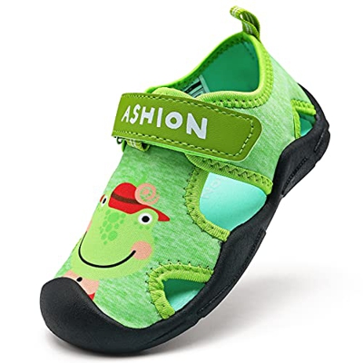 Zapatillas de Playa Piscina Natación Verano Zapatos de Agua para Niños Sandalias Cerrada de Secado Rápido,B Verde,29 EU