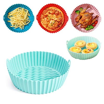 Reusable Non-Stick Air Fryer Round Liners - 8.5 Inch Air Fryer Silicone Baking Tray, Air Fryer Silicone Pot, Oil Proof, Water-Proof, Food Safe Non Sti