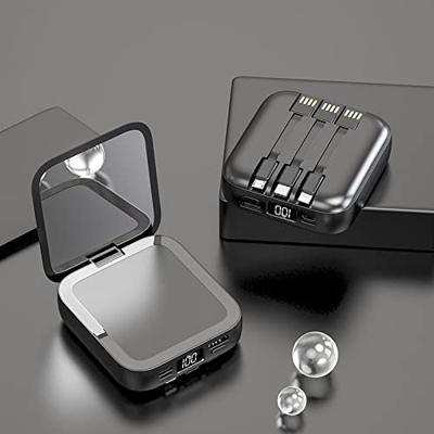 Batería De 5v 20000mah, Recargable Para TeléFonos MóViles Mini Banco De Energía PortáTil Espejo De Maquillaje Pantalla Digital Led Batería Externa Car