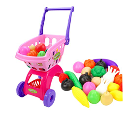 25 PCS PCS Educational Toy Shopping Cart Juego de supermercado con toyes de Carro de comestibles y Accesorios de Alimentos fingidos para niños Desarro en oferta