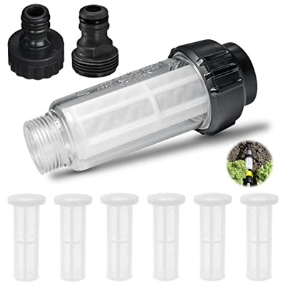 7 Piezas Filtro de Agua Hidrolimpiadora, Limpiadora Lavadora a Presion Filtro Antical, Filtro de 3/4 Pulgadas con 6 Filtros + 2 Adaptadores, Compatibl