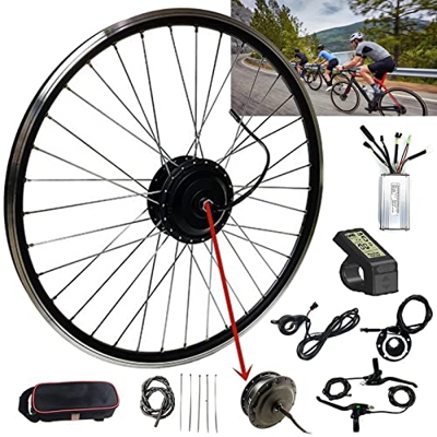 Niczu Kit de Conversión de Bicicleta Eléctrica, 48V 250W 500W Motor Cubo Transmisión Delantera, 20 24 26 27,5 28 29 Pulgadas 700C Rueda Delantera, con