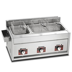 Freidora Comercial a Gas/LGP, Gran Capacidad de 33 l, Control de Temperatura Independiente, freidora Profunda de encimera de Acero Inoxidable Grueso,  precio