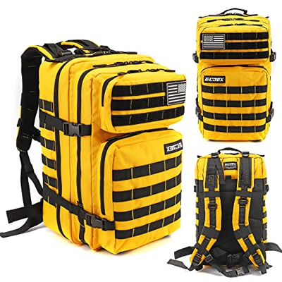Mochila 45L Táctica Militar USA Impermeable Deportiva Caza Aire Libre Deportes Gimnasio Portatil Oxford 900D (Amarillo)