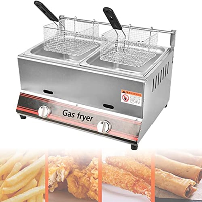 Freidora De Gas, Freidora Comercial De Alta Capacidad De Acero Inoxidable De 6 L/12 L, Freidora De Cocina De Encimera De Gas Profesional, Freidora Dob