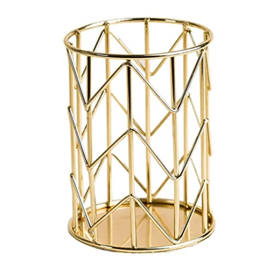 AmuFhota Copa de lápiz, Alambre de Metal, Oro - 897U06-24, 4.13"H, 3.11" D, Soporte de Almacenamiento