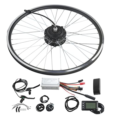 Keenso Kit de Conversión de Motor de Rueda Delantera de Bicicleta Eléctrica de 36 V, 250 W Y 26 Pulgadas con Pantalla LCD Impermeable IP65