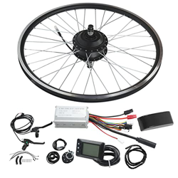 Keenso Kit de Conversión de Rueda Trasera de Bicicleta Eléctrica de 26 Pulgadas, Motor de Volante Giratorio Trasero de Bicicleta Eléctrica de 48V Y 25 características