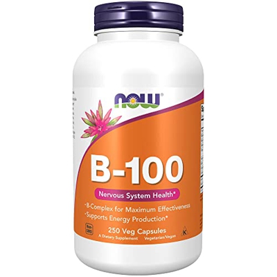 Now Foods, B-100, Complejo Vitamínico B, Alta Dosis, con PABA, 250 Cápsulas veganas, Probadas en Laboratorio, Sin Gluten, Sin Soja, Vegetarianas, No G