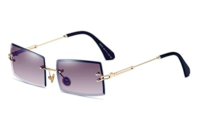 SHEEN KELLY Gafas de sol con montura cuadrada ultra pequeña para mujer Hombre Gafas de sol sin montura retro con lente transparente