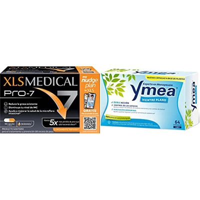 XLS Medical Pro 7 Resultados en 1 Mes con 7 Beneficios, Origen Natural, 180 comprimidos + Ymea Vientre Plano Tratamiento de la Menopausia, Control de 