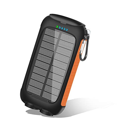 A/R Banco de energía con Cargador Solar - Cargadores solares para Dispositivos electrónicos,Batería Externa portátil Solar de Carga rápida a Prueba de