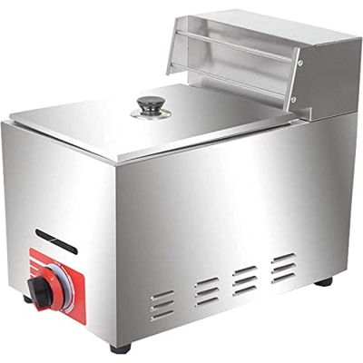 Freidora de Aceite - Freidora Comercial de Gas - Acero Inoxidable Filtro Freidora de con Canasta Aceite Extrable para Restaurante en Casa Patatas Frit