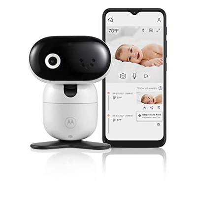 Motorola Nursery PIP1010 CON Baby Monitor con cámara pan-tilt zoom y visión nocturna, montaje en pared, Motorola Nursery App, temperatura ambiente, co