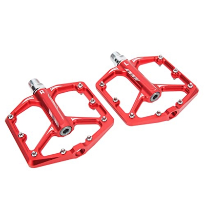 Keenso Pedal de Bicicleta, Universal, Ligero, CNC, Aleación de Aluminio, Antideslizante, Accesorios para Bicicleta para Ciclismo(Rojo)