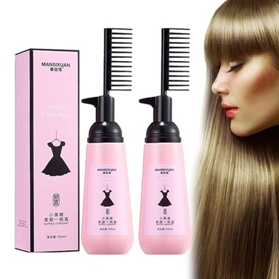 3-Second Silk & Gloss Hair Straightening Cream, 150ml Hair Straightener Cream with Brush, Keratin Hair Straightening Treatment for Curly Hair, Suitabl