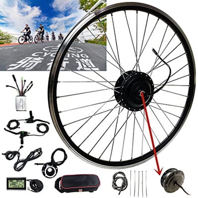 Niczu 48V 250W 500W Kit de Conversión de Bicicleta Eléctrica Motor Cubo Transmisión Delantera, Rueda Delantera 20 24 26 27,5 28 29 Pulgadas 700C, con 